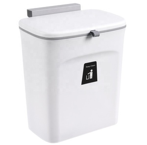 2.4 Gallon Kitchen Compost Bin for Counter Top or Under Sink, Hanging Small Trash Can with Lid Mountable Indoor Compost Bucket