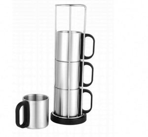 Stainless Steel Travel <b>Mug</b> <b>Set</b> Double Wall Vacuum Insulated With Handle Minimalist Design For Outdoor Use - Product Image 3