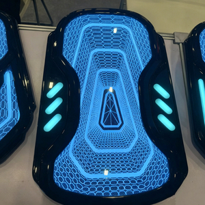 แผงไฟ LED RGB สำหรับตกแต่งภายในรถยนต์ พร้อมดีไซน์สี่เหลี่ยมสีม่วงและลายคลื่นสีเขียว สำหรับไฟส่องพื้นรอบประตูแบบกำหนดเอง - Product Image 5
