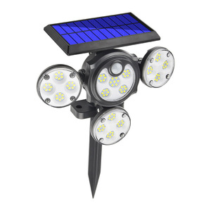 Solar Powered 4 Head Rotating <b>LED</b> Flood <b>Light</b> <b>with</b> <b>Motion</b> <b>Sensor</b> Waterproof Outdoor Garden Wall Lamp - Product Image 3
