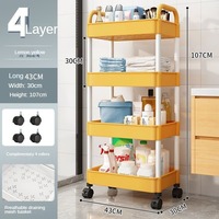 Chariot de rangement multifonctionnel à 4 niveaux avec roulettes en métal pour cuisine et salle de bain - Vente en gros