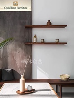 Étagère flottante rétro en bois massif à bords naturels |   Meuble de rangement mural pour salon, cuisine, chambre et chevet