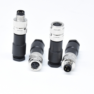 Conectores industriales M8 A con código de 3 pines, enchufe de montaje de campo recto de soldadura, Conector de cableado semiplástico macho impermeable IP67 - Product Image 4