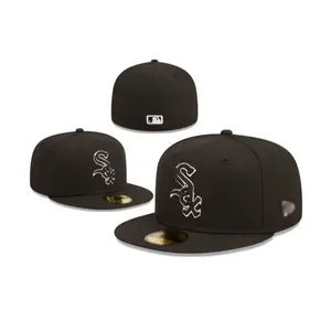 定制6面板闭合后弯曲贴合戈拉斯棒球帽安装3D刺绣标志下边缘嘻哈棒球帽