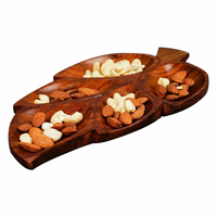 Plateau de service en bois artisanal de luxe pour fruits secs, décoration de table à manger
