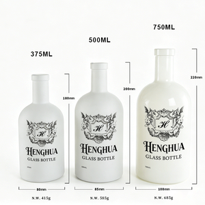 Bottiglia in Vetro Personalizzata a Prezzo di Fabbrica 375ml 500ml 750ml Nera <span class=keywords><strong>e</strong></span> Bianca per Liquori, Rum, Gin, Vodka, Whisky, Olio d'Oliva con Tappo in Sughero - Product Image 4