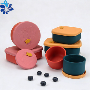 กล่องอาหารกลางวันซิลิโคนสไตล์ญี่ปุ่นทรงสี่เหลี่ยมผืนผ้าพร้อมฝาปิดสำหรับนักเรียนสำนักงานภาชนะเก็บอาหารสามช่อง - Product Image 5