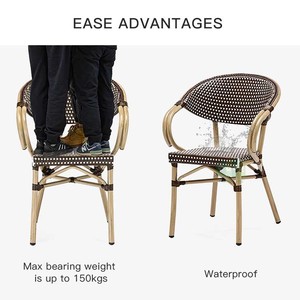 (E6014) Chaise moderne empilable français Bistro parisien extérieur PE meubles de salle à manger en rotin - Product Image 5