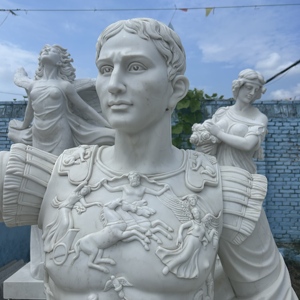 Natural Stone European Roman Sculpture White Marble <strong>Caesar</strong> Figure <strong>Statue</strong> with Polished Surface for Garden and Villa Decoration - Product Image 3