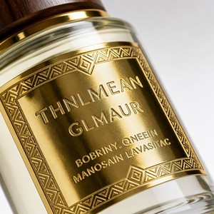 Botella de Perfume de Vidrio de Lujo Thnlmean Glmaur, Forma Cilíndrica, Etiqueta Estampada en Oro, Tapa de Madera - Product Image 5