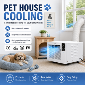 Mini Portable Air Conditioner for <b>Dog</b> House & Pet <b>Kennel</b>, Plug-and-Play No Professional Installation, Equipped with Exhaust Hose - Product Image 1