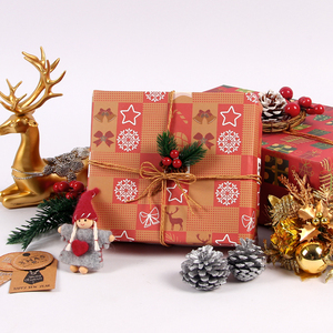 Rollos de papel de regalo Kraft de Navidad Envolturas de regalo con diferentes diseños Papeles de embalaje y embalaje de regalo - Product Image 5