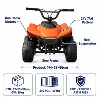 Quad électrique 24V pour enfants, puissant, avec deux moteurs de 150W, châssis en plastique et acier, véhicule tout-terrain, suspension réelle