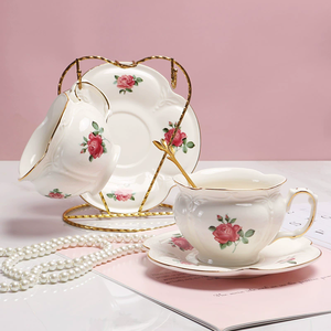 Creative Small Floral Ceramic Breakfast Plate <b>Set</b> Luxury Modern Round Dessert <b>Dish</b> for Home Cake Fruit Bowl <b>Serving</b> - Product Image 1