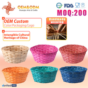 Wholesale Colorful Handmade Rattan Gift Basket Woven Bamboo <strong>Easter</strong> Egg <strong>Hamper</strong> for Party Fruit Storage FSC Certified - Product Image 1