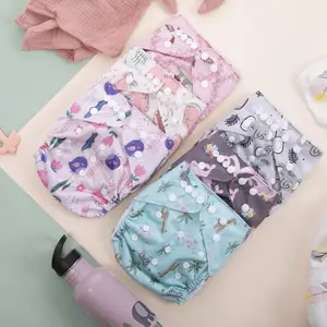Couche en tissu à poche couleur unie imperméable lavable et réutilisable pour bébé en gros