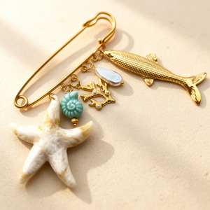Handgemaakte <span class=keywords><strong>DIY</strong></span>-hangerbroche in nieuwe oceaanstijl, dames, origineel, gepersonaliseerd, modieus, grote broche van roestvrij staal - Product Image 5