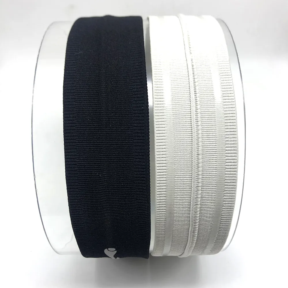 Custom Reflective 3D Logo Sweatband Stretch Soft Elastic Knitted Seamless Anti-Slip Silicone Gym Sweat Headband for Men Sports