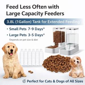 Distributeur automatique de nourriture pour chats et chiens Gravity, en plastique solide, capacité de 2,1 kg de nourriture, réservoir d'eau de 3,8 L - Product Image 2