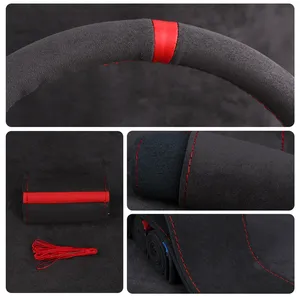 <span class=keywords><strong>Funda</strong></span> Universal <span class=keywords><strong>para</strong></span> <span class=keywords><strong>Volante</strong></span> <span class=keywords><strong>de</strong></span> Coche, Cosida a Mano, <span class=keywords><strong>de</strong></span> Cuero Sintético, con Trenzado <span class=keywords><strong>de</strong></span> Gamuza Suave - Product Image 3