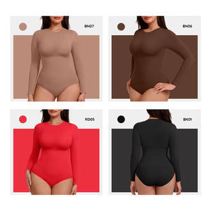 Custom Logo Long Sleeve <b>Bodysuit</b> Comfortable Body Shaper Tummy Control <b>Shapewear</b> Seamless <b>Shapewear</b> <b>Bodysuit</b> for Women - Product Image 4