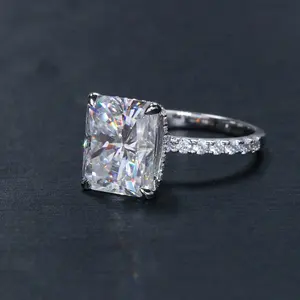 Yingma Đồ Trang Sức Mỹ 5 Carats Rạng Rrỡ Kim Cương Moissanite Vàng Tinh Khiết Nhẫn 14K Tùy Chỉnh Nhẫn Cưới