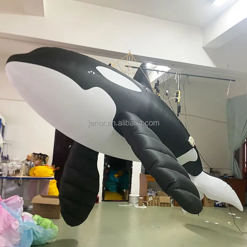 วาฬเพชฌฆาตดำยักษ์เป่าลมพร้อมแสงสำหรับคอนเสิร์ตปาร์ตี้แขวนตกแต่ง