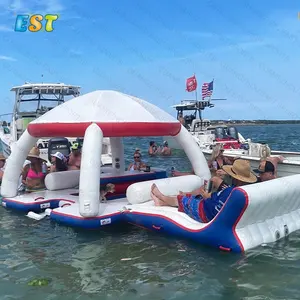 Trung Quốc Nhà Máy Inflatable Nổi Boong Đảo Inflatable Thuyền Bơi Nền Tảng Với Thang