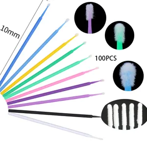 Disposable Microbrushes Black Blue Pink Purple Stick Lash Cleaning Cotton Swabs Applicator Micro Brush For Eyelash Extension
