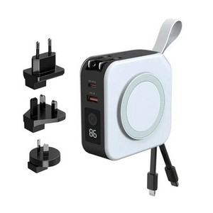 Cargador Rápido PD22.5W Personalizado de Buena Calidad al por Mayor, Banco de Energía Inalámbrico MagSafe de 10000 mAh, Blanco, ABS, Adaptadores Universales para AU, EU, UK, US - Product Image 1