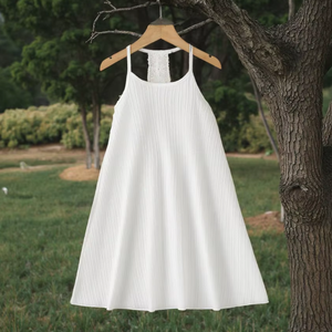 white christmas dresses Girls Sleeveless Smocked Dresses