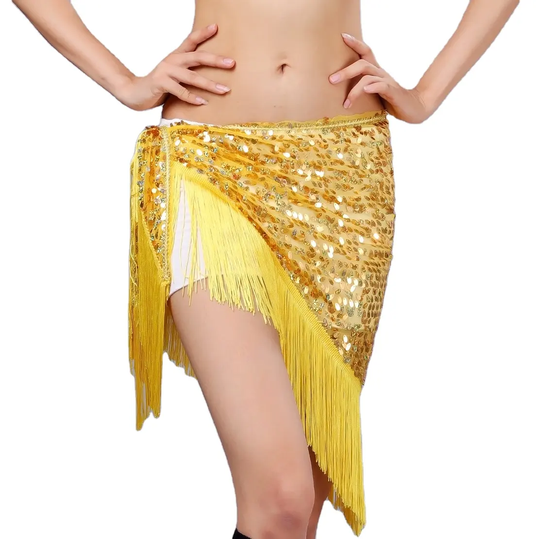 Hot selling belly dance waist scarf sequin tassel hip triangle scarf skirt dancewear belly dance belt accessories