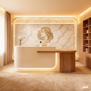 เคาน์เตอร์เก็บเงินแบบเรียบง่ายทันสมัย QT-219X ทำจาก MDF สำหรับร้านเสริมสวย สตูดิโอโยคะ บาร์ เคาน์เตอร์ร้านขายเสื้อผ้าสตรี - Product Image 1