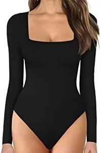 Camisetas interiores ajustadas de manga larga y cuello en U de color liso para otoño al por mayor. - Product Image 2