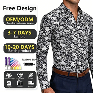 Chemise <span class=keywords><strong>pour</strong></span> <span class=keywords><strong>homme</strong></span> à imprimé floral, nouvelle collection, col rabattu élastique, anti-rides, manches longues, coupe ample - Product Image 2