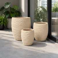 Ensemble de 3 pots en fibre de verre, texture rugueuse, grands pots de sol pour plantes d'intérieur et d'extérieur, décoration de la maison et du jardin