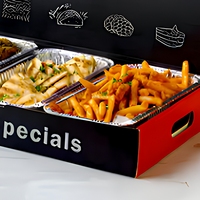 Boîte à lunch jetable en carton brun biodégradable avec poignée et logo personnalisé, forme rectangulaire pour l'emballage de plats à emporter