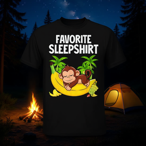 Maglietta da notte preferita con design a forma di scimmia, comoda per dormire, ideale per campeggio ed escursioni - Product Image 2