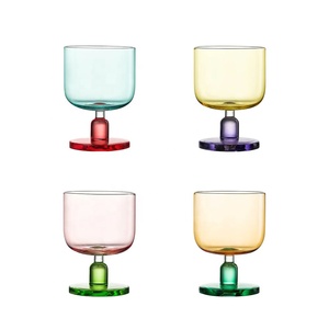 Verre à vin rouge ou à eau en cristal sans plomb fait main de 300 ml, de haute qualité, unique et magnifique, avec pied, coloré en jaune, bleu, vert - Product Image 1