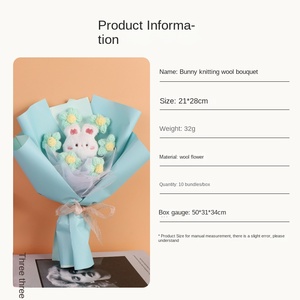 Bouquet <span class=keywords><strong>di</strong></span> Peluche a Forma <span class=keywords><strong>di</strong></span> Coniglio dei Desideri per Compleanno e Tanabata, con Fiori Lavorati a Maglia, per Amici e Fidanzate - Product Image 1
