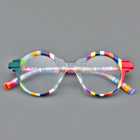 Montures de lunettes rondes en acétate pliables à monture complète unisexe pour adultes
