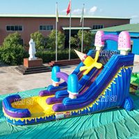 Toboggan aquatique gonflable avec piscine à jets d'eau, structure de saut et toboggan aquatique pour fêtes en extérieur, utilisable en mode humide ou sec