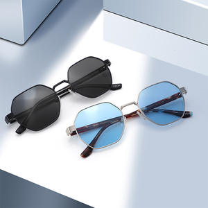 Nuevas Gafas de Sol Poligonales con Marco Metálico y Patillas de Acetato, Protección UV400 para Mujer, Ideales para Viajes, Conducir y Moda - Product Image 4