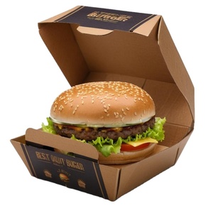 Custom Biodegradable Disposable Takeaway Food Grade Cardboard Hamburger Packaging Paper Box Biodegradable <b>Burger</b> Box
