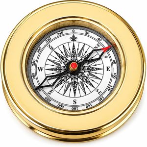 Brass Shine <b>Compass</b> with Analog Dial Handheld Wooden Box Portable Hiking Camping Navigation Gift Home Decor - Product Image 2