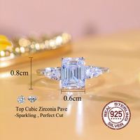 Bijoux fins classiques, bague en argent sterling 925, zircone cubique blanche de 6 mm, coupe princesse, pour femmes, mariage, soirée