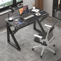 Bureau de jeu à motif marbre noir avec pieds en forme de Z, poste de travail informatique moderne pour la maison, le bureau, la chambre et l'étude