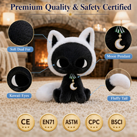 Peluche chat personnalisée 30 cm, tissu doux pour la peau, queue bicolore, faible MOQ, production de jouets en peluche mignons