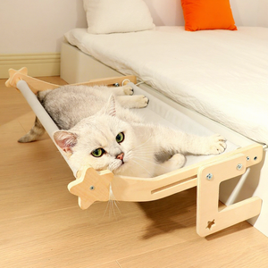 Lit carré en bois pour chat toutes saisons et hamac <span class=keywords><strong>suspendu</strong></span> à fixer au fenêtre pour bronzer, design hiver chaud et gain <span class=keywords><strong>de</strong></span> place - Product Image 3