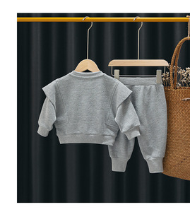 OEM ODM Vêtements pour enfants garçon fille unisexe en coton gaufré confortable ensembles de vêtements pour bébés garçons en deux pièces - Product Image 4
